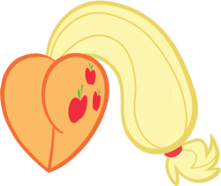 Size: 765x647 | Tagged: safe, artist:rayodragon, applejack, earth pony, pony, g4, applebutt, butt, butt only, female, heart, heart butt, plot, simple background, solo, tail, tail aside, transparent background