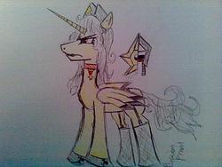 Size: 800x600 | Tagged: safe, oc, oc only, alicorn, pony, frown, general polkovnik, hat, russian front, solo, traditional art