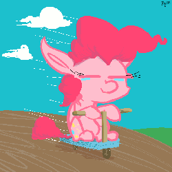 Size: 600x600 | Tagged: dead source, safe, artist:telemiscommunications, pinkie pie, pony, g4, animated, dumb running ponies, female, scooter, solo
