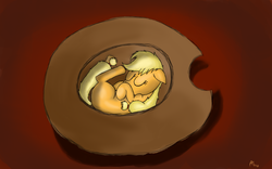 Size: 2560x1600 | Tagged: safe, artist:doovid97, applejack, g4, applejack's hat, appletini, cowboy hat, cute, filly, hat, jackabetes, micro, sleeping, stetson