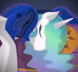 Size: 3258x3000 | Tagged: safe, artist:bednarowski, princess celestia, princess luna, g4, high res, sleeping