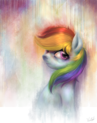 Size: 900x1150 | Tagged: safe, artist:ventious, rainbow dash, pegasus, pony, g4, bust, female, mare, signature, solo