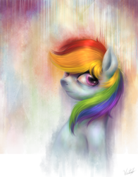 Size: 900x1150 | Tagged: safe, artist:ventious, rainbow dash, pegasus, pony, g4, bust, female, mare, signature, solo