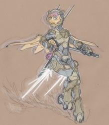 Size: 1120x1280 | Tagged: safe, artist:siegfriednox, scootaloo, anthro, g4, konami, lightning, metal gear