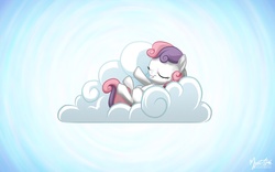 Size: 1920x1200 | Tagged: safe, artist:mysticalpha, sweetie belle, unicorn, g4, stare master, cloud, horn, wallpaper