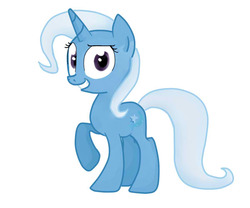 Size: 600x500 | Tagged: safe, artist:holyfs, trixie, pony, unicorn, g4, female, grin, horn, mare, raised hoof, simple background, solo, white background