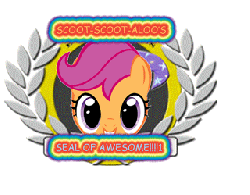 Size: 320x250 | Tagged: safe, edit, scootaloo, trixie, pony, g4, animated, female, rotating, seal of approval, solo, wat