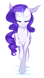 Size: 600x1062 | Tagged: dead source, safe, artist:morkemime, rarity, pony, unicorn, g4, eyes closed, female, mare, raised hoof, simple background, smiling, solo, white background