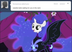 Size: 642x465 | Tagged: safe, artist:capnpea, edit, edited screencap, screencap, nightmare moon, sweetie belle, friendship is magic, g4, fimbriae, nightmare fuel, nightmare sweetie belle, the horror, xk-class end-of-the-world scenario