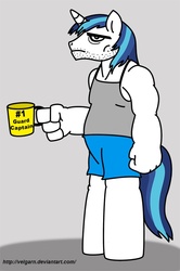 Size: 664x1000 | Tagged: safe, artist:velgarn, shining armor, anthro, g4, male, morning ponies, solo