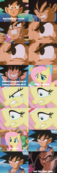 Size: 1280x3840 | Tagged: safe, edit, edited screencap, screencap, fluttershy, g4, hurricane fluttershy, stare master, comic, crying, dragon ball, dragon ball gt, manly tears, overreaction, screencap comic, son goku, super saiyan 4, this might end in pain