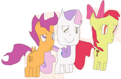 Size: 500x325 | Tagged: safe, apple bloom, scootaloo, sweetie belle, g4, 1000 hours in ms paint, crappy art