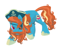 Size: 1001x878 | Tagged: safe, artist:needsmoarg4, barnacle, earth pony, pony, g1, g4, eyepatch, facial hair, g1 to g4, generation leap, hat, male, pirate, redesign, simple background, solo, stallion, white background
