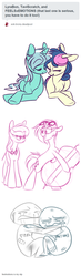 Size: 524x1788 | Tagged: safe, artist:terezi-pierope, bon bon, dj pon-3, lyra heartstrings, octavia melody, sweetie drops, vinyl scratch, g4, female, lesbian, ship:lyrabon, ship:scratchtavia, shipping, tumblr