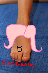 Size: 467x700 | Tagged: safe, fluttershy, g4, barefoot, feet, photo, pun