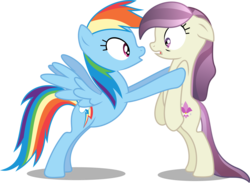 Size: 10984x8038 | Tagged: safe, artist:hourglass-vectors, fleur de verre, rainbow dash, crystal pony, earth pony, pegasus, pony, g4, season 3, the crystal empire, absurd resolution, bipedal, duo, duo female, female, floppy ears, simple background, transparent background, vector