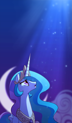 Size: 755x1286 | Tagged: dead source, safe, artist:anima-dos, princess celestia, alicorn, pony, lullaby for a princess, g4, crescent moon, depressedia, female, sad, solo