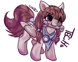Size: 573x455 | Tagged: safe, artist:dollfins, oc, oc only, oc:tech, pegasus, pony, clothes, female, goggles, mare, mouth hold, scarf, signature, simple background, solo, transparent background, wrench