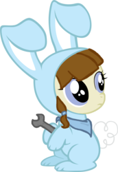 Size: 742x1077 | Tagged: safe, artist:sweet-rosey, oc, oc only, oc:tech, pony, bunny costume, clothes, solo, wrench