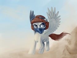 Size: 1161x870 | Tagged: safe, artist:mythologica, oc, oc only, oc:tech, pegasus, pony, bandana, goggles, solo