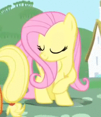 Size: 208x240 | Tagged: safe, screencap, fluttershy, pony, g4, animated, cute, female, mare, shyabetes, solo, theme song