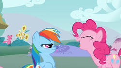 Size: 640x360 | Tagged: safe, screencap, pinkie pie, rainbow dash, pony, dragonshy, g4, my little pony: friendship is magic, duo