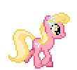 Size: 110x100 | Tagged: safe, artist:botchan-mlp, lily, lily valley, earth pony, pony, g4, animated, background pony, cute, desktop ponies, female, flower, flower in hair, lilybetes, mare, pixel art, simple background, solo, sprite, transparent, transparent background, trotting, walk cycle