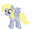 Size: 106x96 | Tagged: artist needed, source needed, safe, derpy hooves, pegasus, pony, g4, animated, desktop ponies, female, mare, muffin, pixel art, simple background, solo, sprite, transparent, transparent background