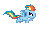 Size: 150x100 | Tagged: safe, artist:lightningbolt, rainbow dash, pegasus, pony, g4, animated, desktop ponies, female, filly, filly rainbow dash, flying, gif, mare, pixel art, simple background, solo, sprite, transparent, transparent background, wings