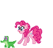 Size: 186x168 | Tagged: artist needed, source needed, safe, gummy, pinkie pie, earth pony, pony, g4, animated, desktop ponies, duo, female, mare, pixel art, simple background, sprite, transparent, transparent background
