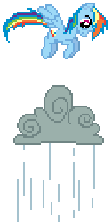 Size: 132x260 | Tagged: artist needed, source needed, safe, rainbow dash, g4, animated, cloud, desktop ponies, female, pixel art, simple background, solo, sprite, transparent background