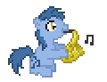 Size: 120x92 | Tagged: artist needed, source needed, safe, blues, noteworthy, g4, animated, desktop ponies, musical instrument, pixel art, saxophone, simple background, solo, sprite, transparent background