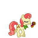 Size: 126x126 | Tagged: safe, artist:ponynoia, apple bumpkin, pony, g4, animated, apple family member, desktop ponies, eyes closed, onion, pixel art, simple background, solo, transparent background, trotting