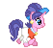 Size: 84x92 | Tagged: safe, artist:botchan-mlp, cookie crumbles, pony, unicorn, g4, animated, desktop ponies, female, mare, pixel art, simple background, solo, sprite, transparent background, trotting, visor, walk cycle
