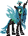 Size: 94x122 | Tagged: safe, artist:botchan-mlp, queen chrysalis, changeling, changeling queen, g4, adorkable, animated, concave belly, crown, cute, cutealis, desktop ponies, dork, dorkalis, female, jewelry, mare, pixel art, regalia, simple background, solo, sprite, thin, transparent background