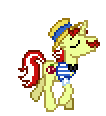 Size: 82x94 | Tagged: safe, artist:botchan-mlp, flam, pony, unicorn, g4, animated, cute, desktop ponies, eyes closed, flamabetes, hat, male, pixel art, simple background, solo, sprite, stallion, straw hat, transparent background, trotting, walk cycle