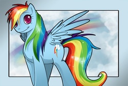 Size: 600x403 | Tagged: dead source, safe, artist:rattledmachine, rainbow dash, pegasus, pony, g4, female, solo