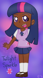 Size: 355x638 | Tagged: safe, artist:pocketseal, twilight sparkle, human, g4, dark skin, humanized