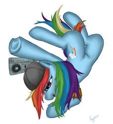 Size: 1001x1100 | Tagged: safe, artist:leyanor, rainbow dash, pony, g4, breakdancing, female, solo, underhoof