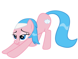 Size: 2415x1855 | Tagged: safe, artist:luckysmores, aloe, earth pony, pony, g4, exploitable meme, female, iwtcird, mare, scrunchy face, simple background, solo, stretching, transparent background