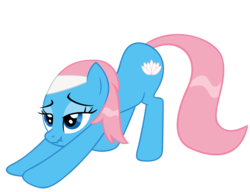 Size: 2415x1855 | Tagged: safe, artist:luckysmores, lotus blossom, earth pony, pony, g4, exploitable meme, female, iwtcird, mare, scrunchy face, simple background, solo, stretching, transparent background