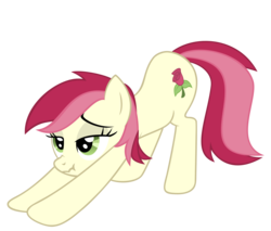 Size: 2174x1855 | Tagged: safe, artist:luckysmores, roseluck, earth pony, pony, g4, cute, exploitable meme, female, iwtcird, mare, meme, scrunchy face, show accurate, simple background, solo, stretching, transparent background