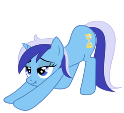 Size: 2040x1855 | Tagged: safe, artist:luckysmores, minuette, pony, unicorn, g4, exploitable meme, female, iwtcird, mare, scrunchy face, simple background, solo, stretching, transparent background