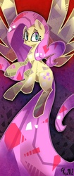 Size: 431x1026 | Tagged: safe, artist:kaliptro, fluttershy, pegasus, pony, g4, female, flying, long tail, mare, smiling, solo