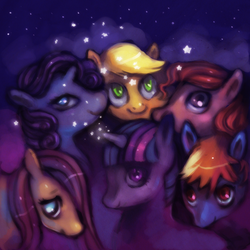 Size: 860x860 | Tagged: safe, artist:jellyvampire, applejack, fluttershy, pinkie pie, rainbow dash, rarity, twilight sparkle, g4, mane six