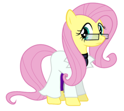 Size: 1229x1106 | Tagged: safe, artist:supermariogalaxy13, fluttershy, pony, g4, clothes, doctor, female, glasses, lab coat, simple background, solo, transparent background