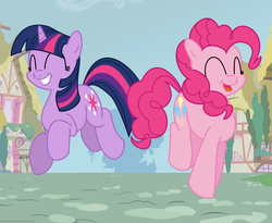 Size: 1264x1034 | Tagged: safe, artist:bswprecious, pinkie pie, twilight sparkle, g4, happy