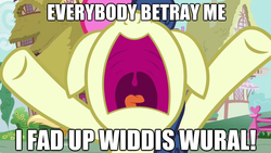Size: 623x351 | Tagged: safe, edit, edited screencap, screencap, bon bon, sweetie drops, g4, hearts and hooves day (episode), caption, floppy ears, hearts and hooves day, image macro, mawshot, open mouth, parody, the room, tommy wiseau, uvula