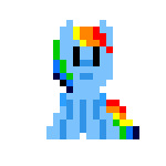 Size: 150x150 | Tagged: safe, artist:zztfox, rainbow dash, pegasus, pony, g4, animated, deal with it, female, pixel art, simple background, solo, sunglasses, transparent background
