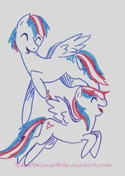 Size: 900x1272 | Tagged: safe, artist:marthisaur, pegasus, pony, female, male, mare, ponified, stallion